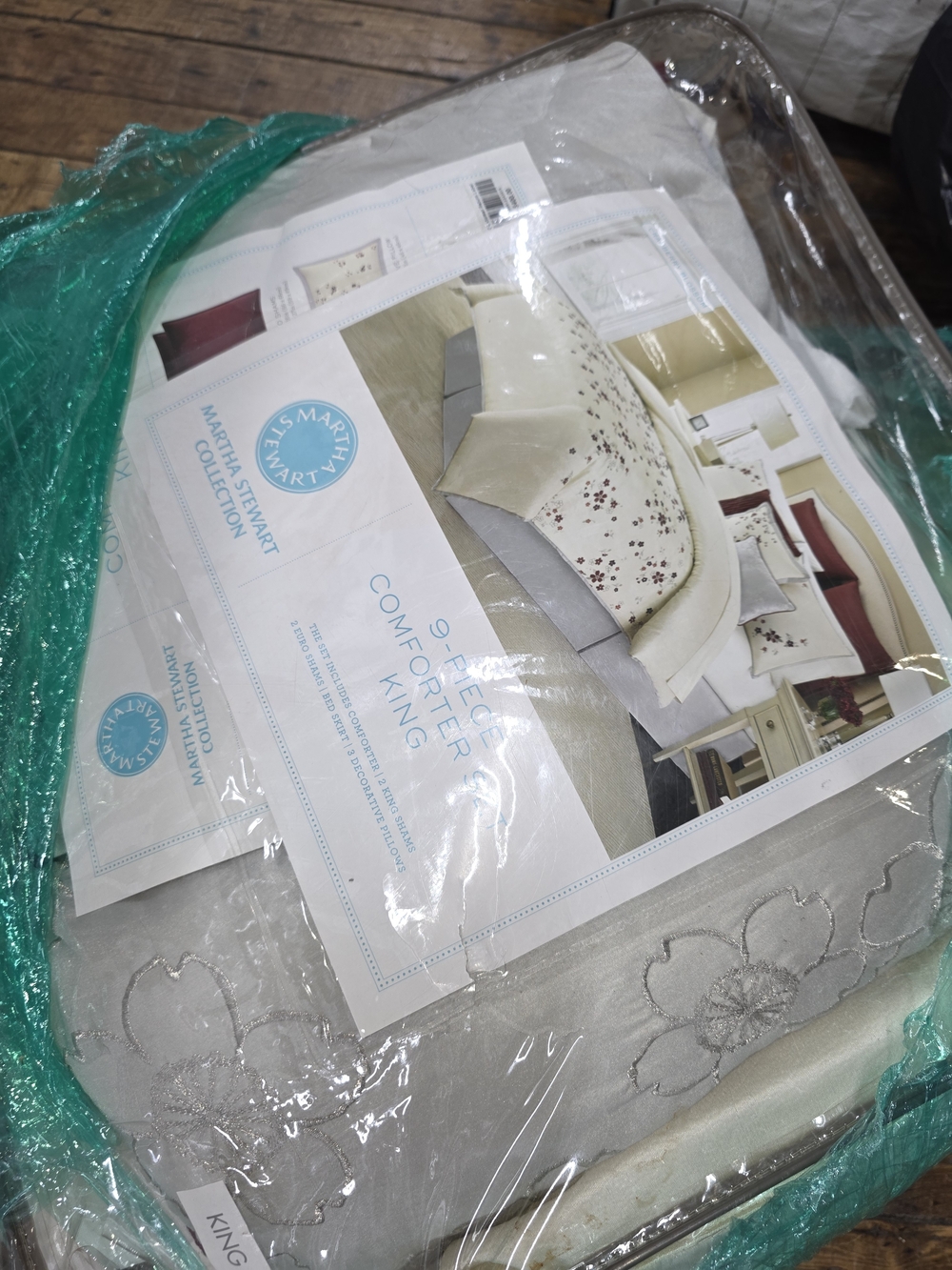 Martha Stewart Light Gray Embroidered Comforter Set